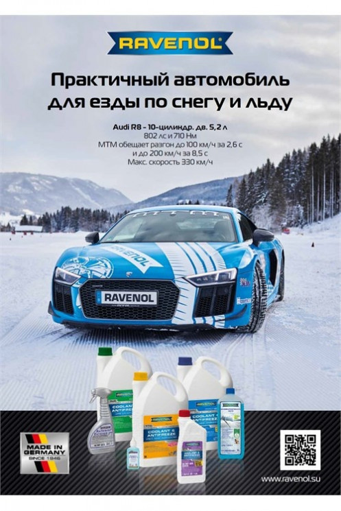 Плакат Workshop Hot Cars Audi R8 "По снегу и льду. Антифризы" А3